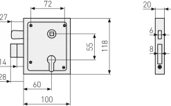 Abus Aufschraubschloss ASS HF Buntbart für Türblattstärken bis 60 mm