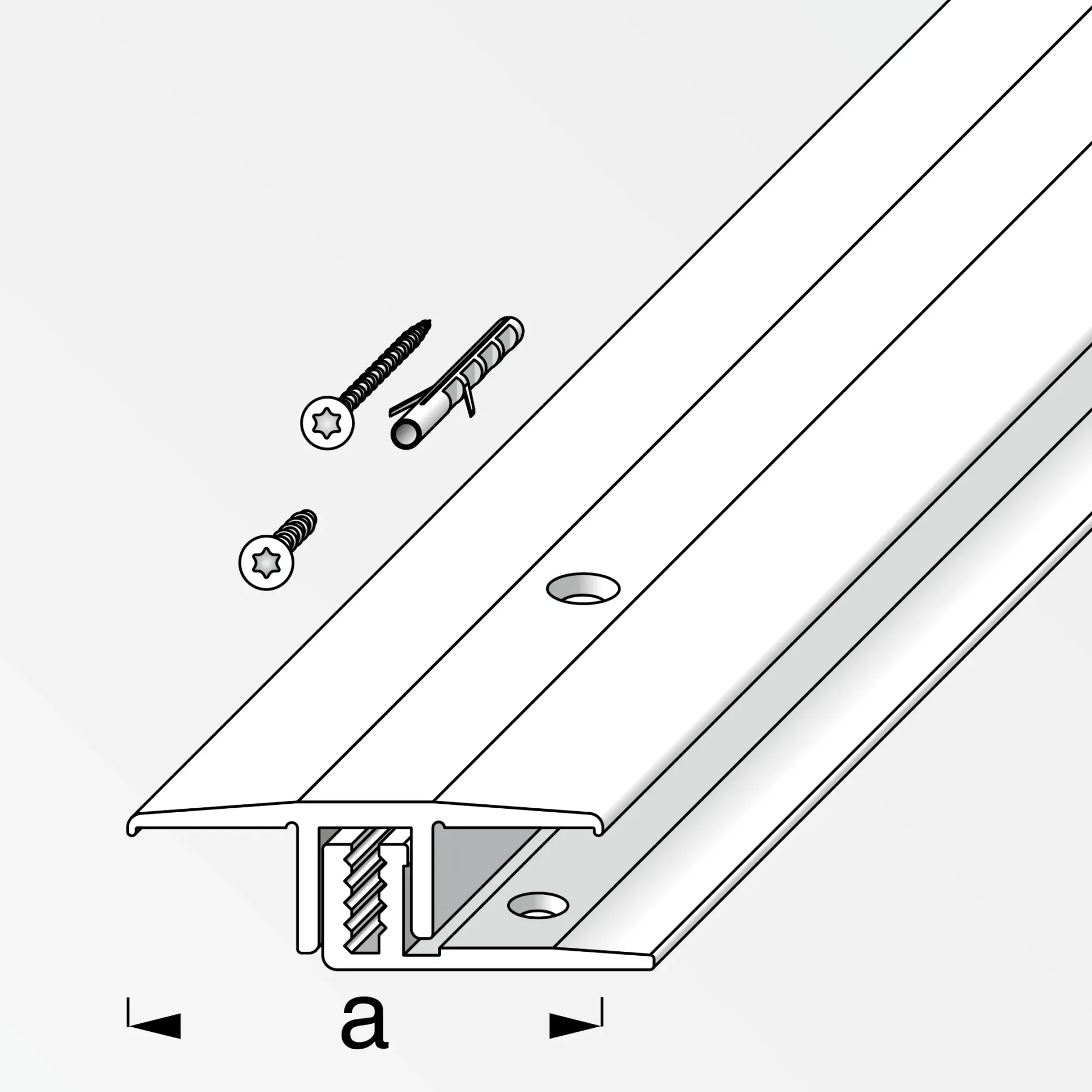 alfer Übergangs-Profil und Träger-Profil 2 m, 33 x 7 - 15 mm Alu gebürstet