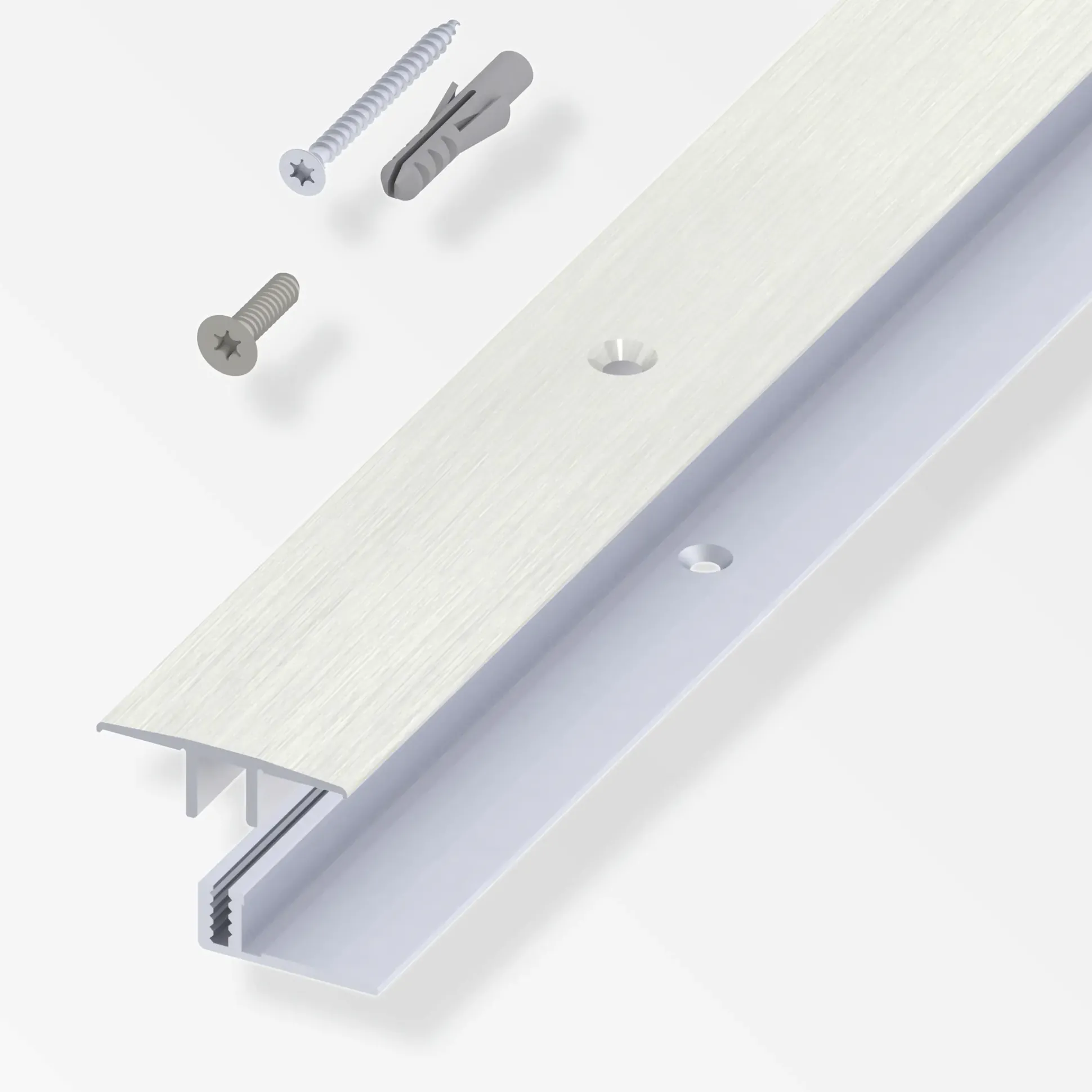 alfer Übergangs-Profil und Träger-Profil 2 m, 33 x 7 - 15 mm Alu gebürstet