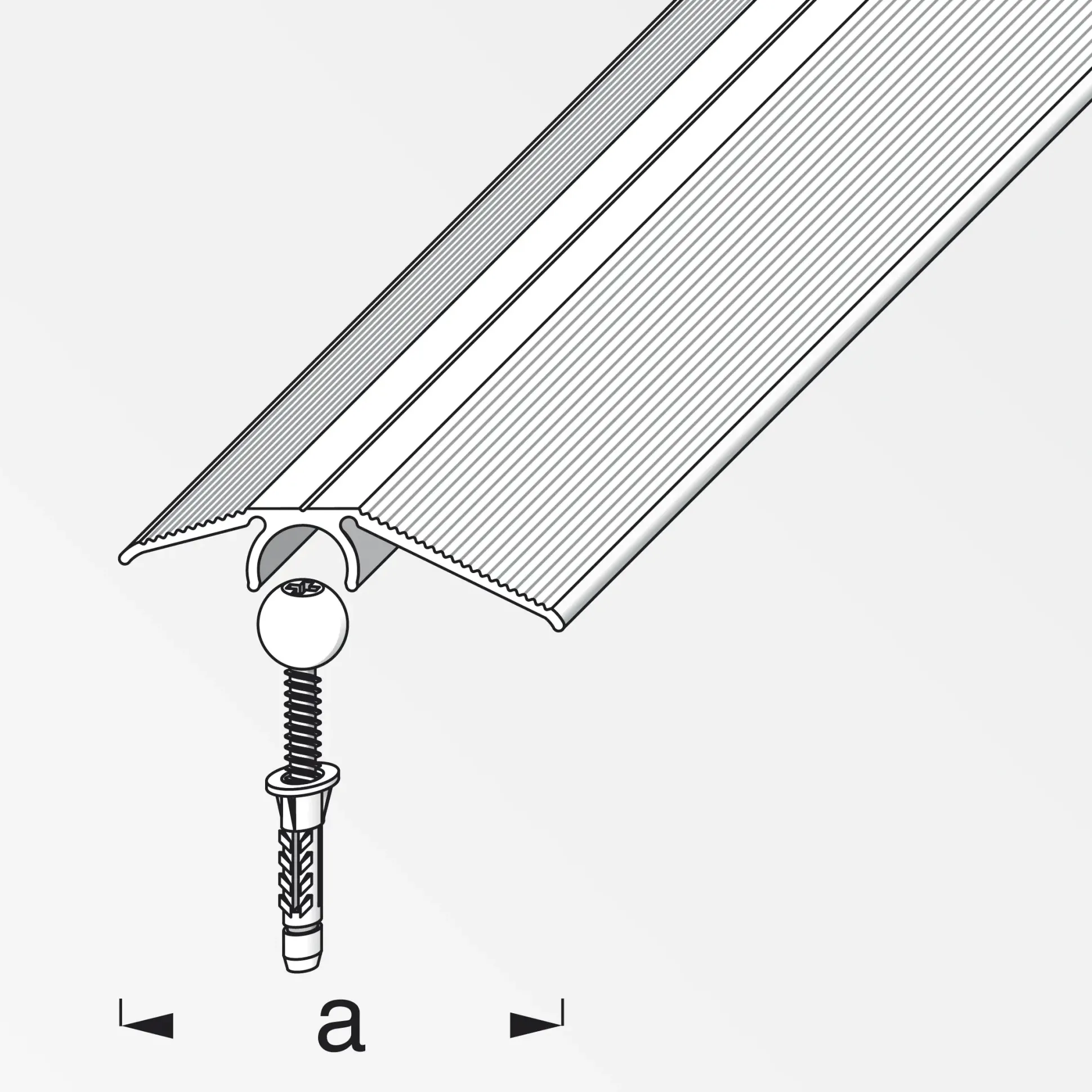alfer Niveauausgleichs-Profil + Dübel-System 0.9 m, 40 mm, Alu, titan