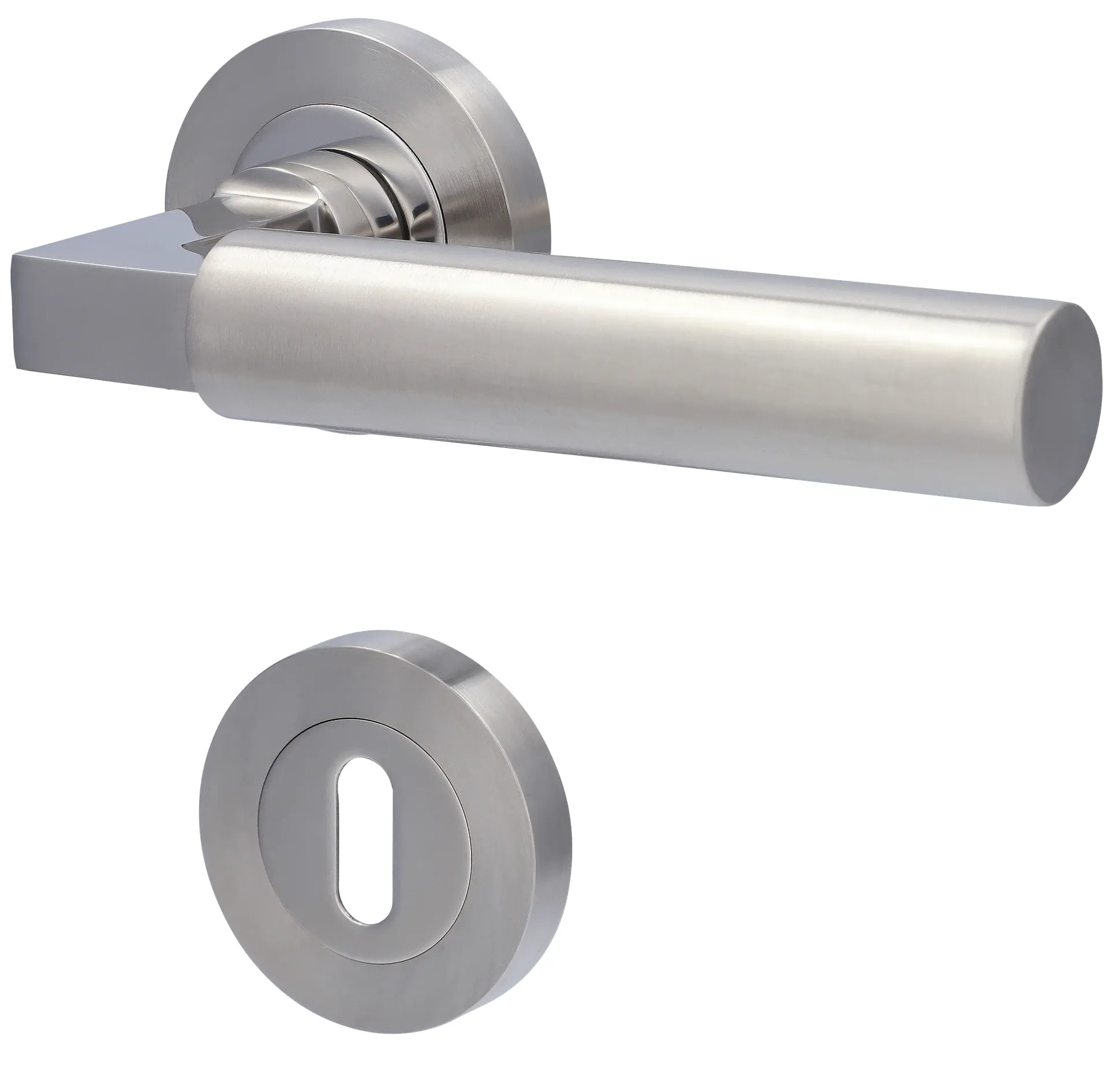Alpertec BB-Rosettengarnitur Solid 2 Edelstahl silber rund