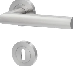 Alpertec BB-Rosettengarnitur Solid 9 Edelstahl silber rund