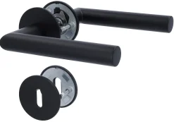 Alpertec BB-Rosettengarnitur Fair I Flat Magnet Edelstahl schwarz rund
