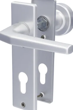 Alpertec PZ-Kurzschildgarnitur Drücker/Knopf Florence Aluminium F1 silber