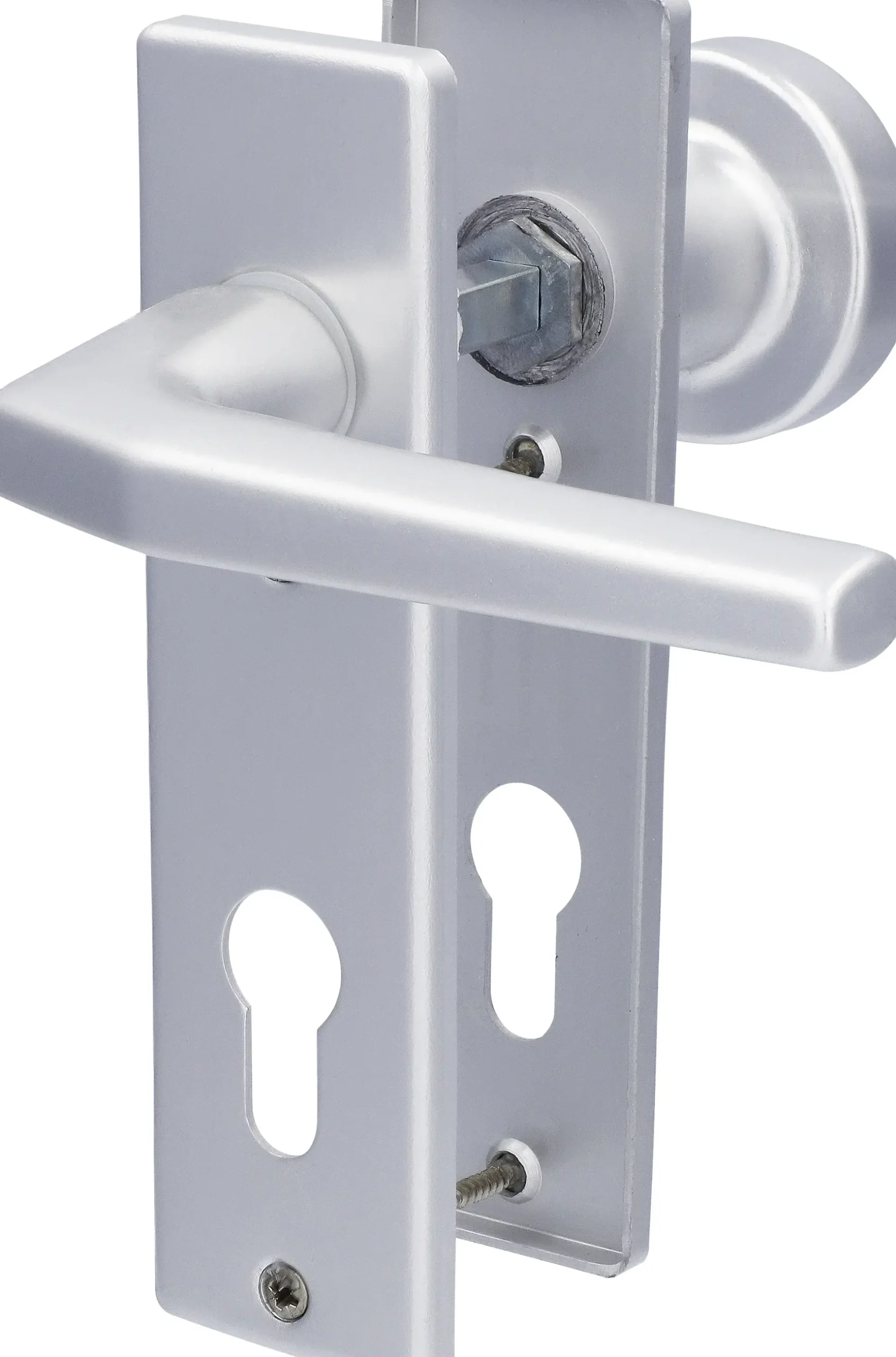 Alpertec PZ-Kurzschildgarnitur Drücker/Knopf Florence Aluminium F1 silber