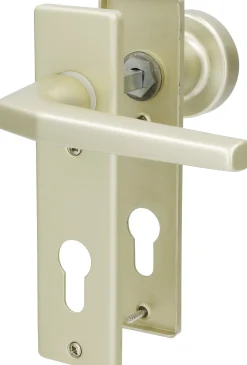 Alpertec PZ-Kurzschildgarnitur Florence Aluminium F2 gold eckig