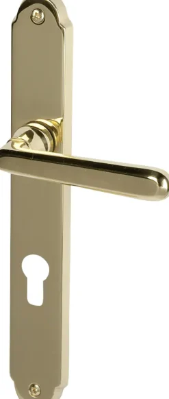 Alpertec PZ-Langschildgarnitur Wien Messing gold abgerundet