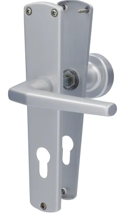 Alpertec PZ-Langschildgarnitur Phil Drücker/Knopf silber abgerundet