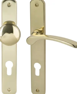 Alpertec PZ-Langschildgarnitur Amos rechts Messing gold abgerundet