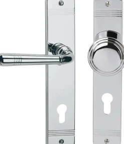 Alpertec PZ-Langschildgarnitur Sale links Messing silber abgerundet