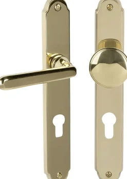 Alpertec PZ-Langschildgarnitur Wien links Messing gold abgerundet