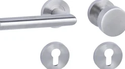 Alpertec PZ-Rosettengarnitur Solid 10 links Edelstahl silber rund