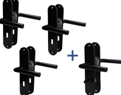 Alpertec Türgarnitur-Set Langschild Conte BB Edelstahl schwarz 24 x 5 cm