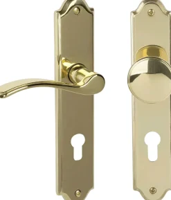 Alpertec Türgriff-Garnitur Lori für Wohnungstüren PZ gold Ø 72 mm rechts