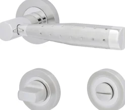 Alpertec WC-Rosettengarnitur Solid 5 Edelstahl silber rund