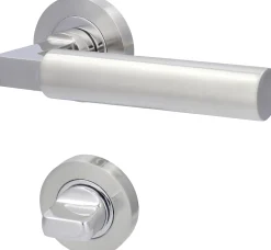Alpertec WC-Rosettengarnitur Solid 2 Edelstahl silber rund