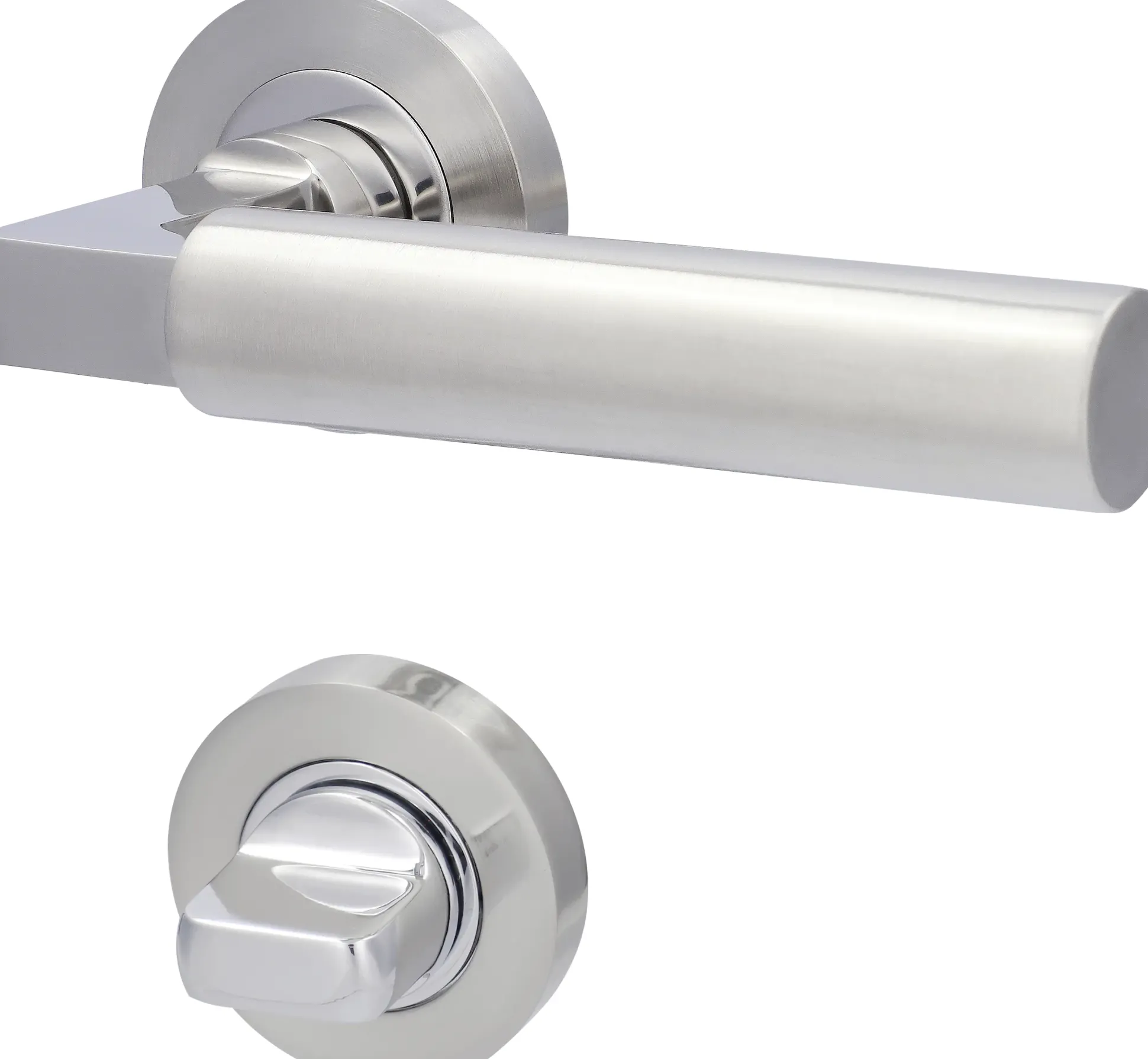 Alpertec WC-Rosettengarnitur Solid 2 Edelstahl silber rund
