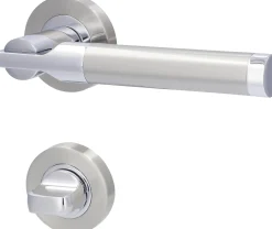 Alpertec WC-Rosettengarnitur Solid 6 Edelstahl silber rund