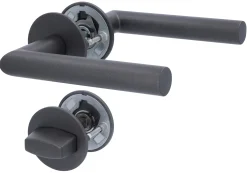 Alpertec WC-Rosettengarnitur Fair I Flat Magnet Edelstahl kaschmirgrau rund