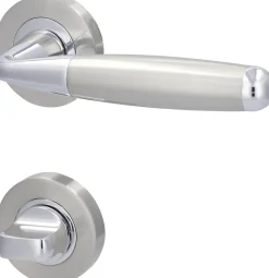 Alpertec WC-Rosettengarnitur Solid 8 Edelstahl silber rund