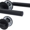 Alpertec WC-Rosettengarnitur Fair I Flat Magnet Edelstahl schwarz rund