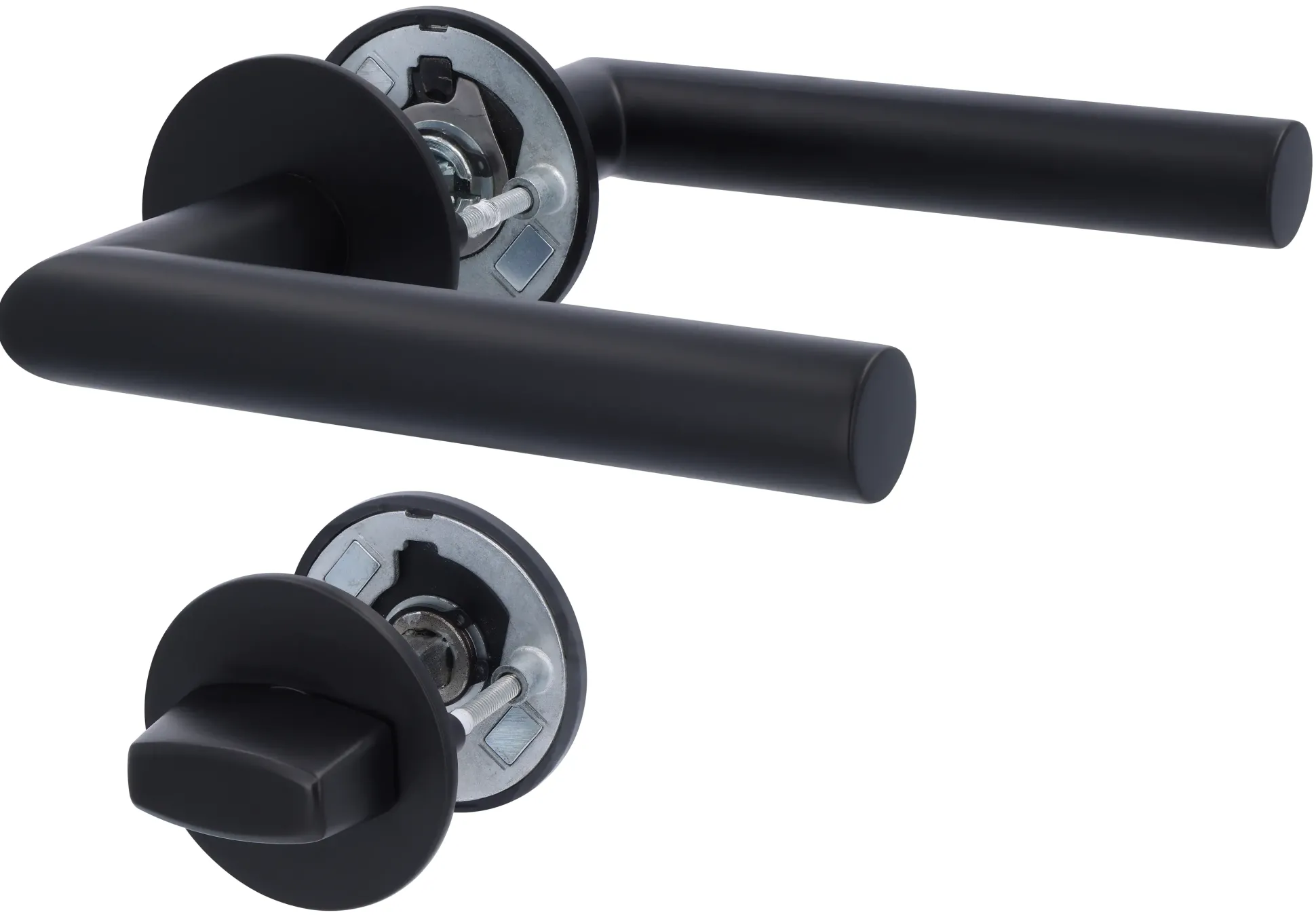 Alpertec WC-Rosettengarnitur Fair I Flat Magnet Edelstahl schwarz rund