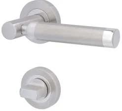 Alpertec WC-Rosettengarnitur Solid 3 Edelstahl silber rund