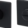 Alpertec WC-Rosettenpaar für Türgarnitur Square Edelstahl schwarz matt 5 x 5 cm mit Sperrriegel
