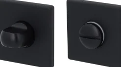 Alpertec WC-Rosettenpaar für Türgarnitur Square Edelstahl schwarz matt 5 x 5 cm mit Sperrriegel