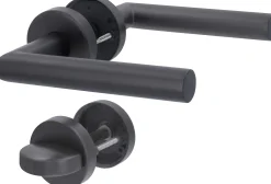 Alpertec WC-Türgriff-Garnitur Rosette Fair I Edelstahl schwarz Ø 52 mm