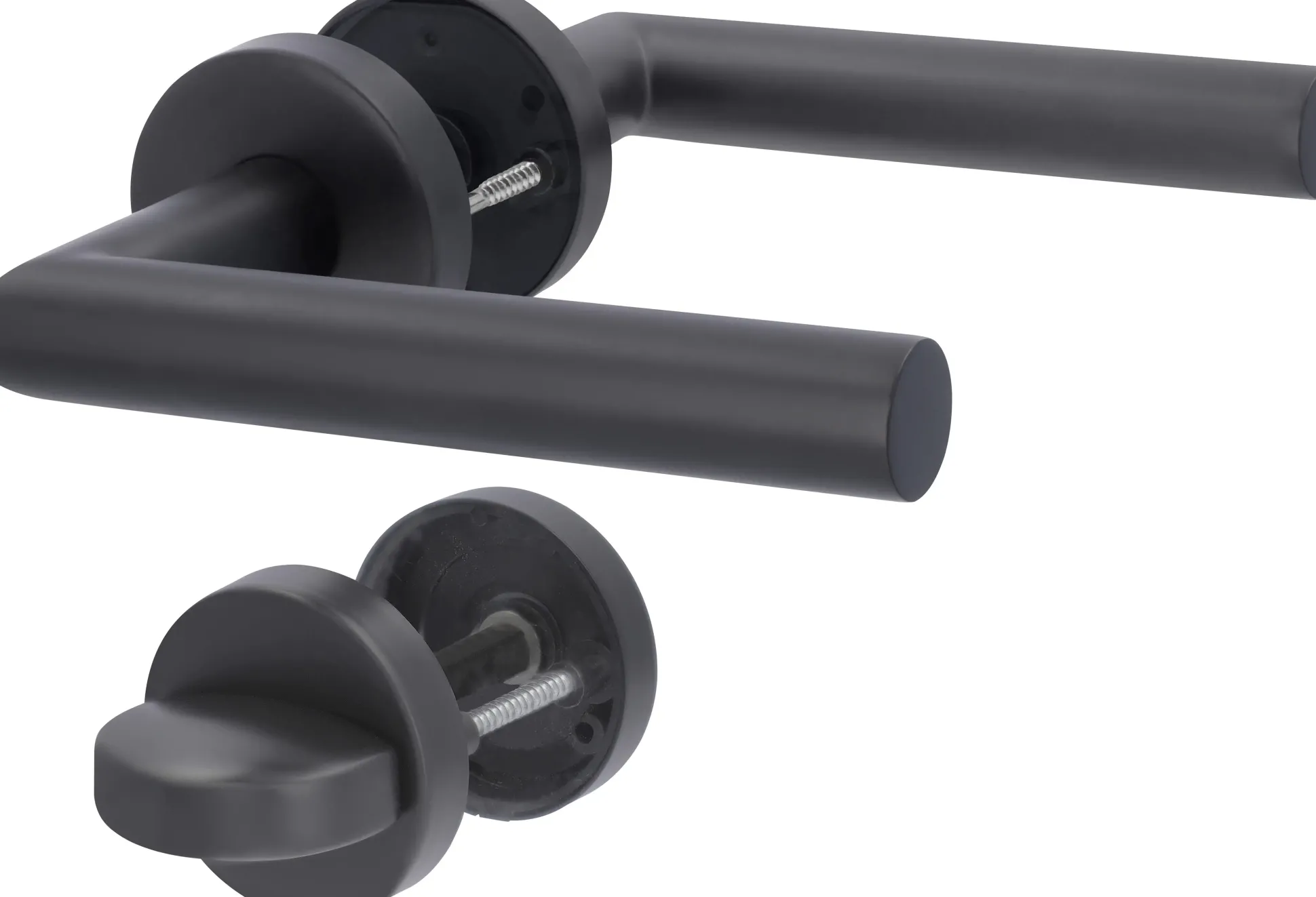 Alpertec WC-Türgriff-Garnitur Rosette Fair I Edelstahl schwarz Ø 52 mm