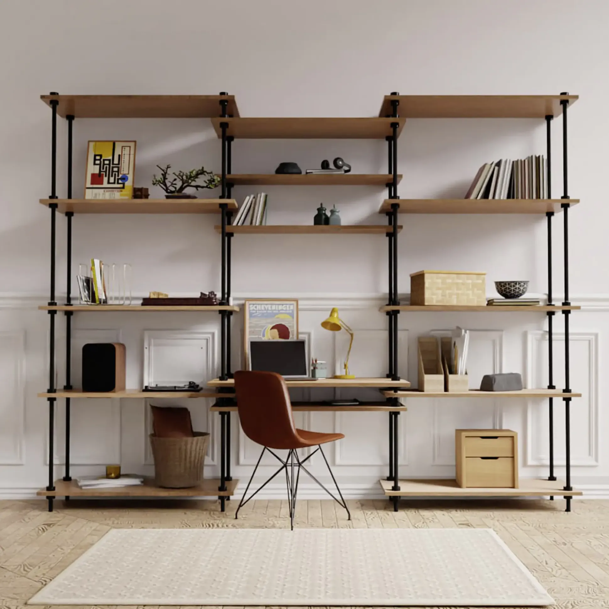 Ar Shelving Schreibtisch-Set mit Regalböden Deco Set Nebraska 185 x 235 cm