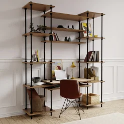 Ar Shelving Schreibtisch-Set mit Regalböden Deco Set Nebraska 185 x 151 cm