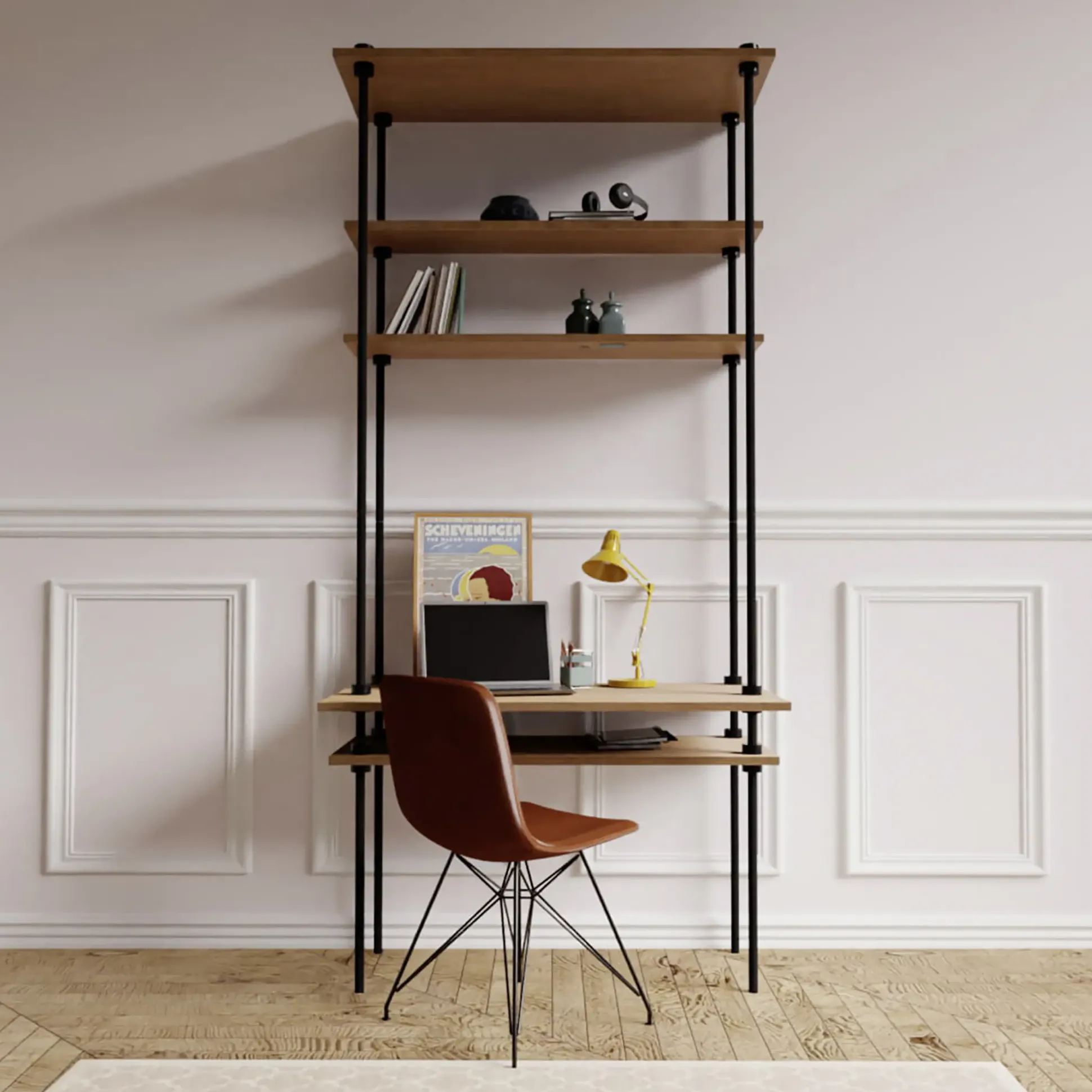 Ar Shelving Schreibtisch-Set mit Regalböden Ar Deco Nebraska 185 x 85 cm