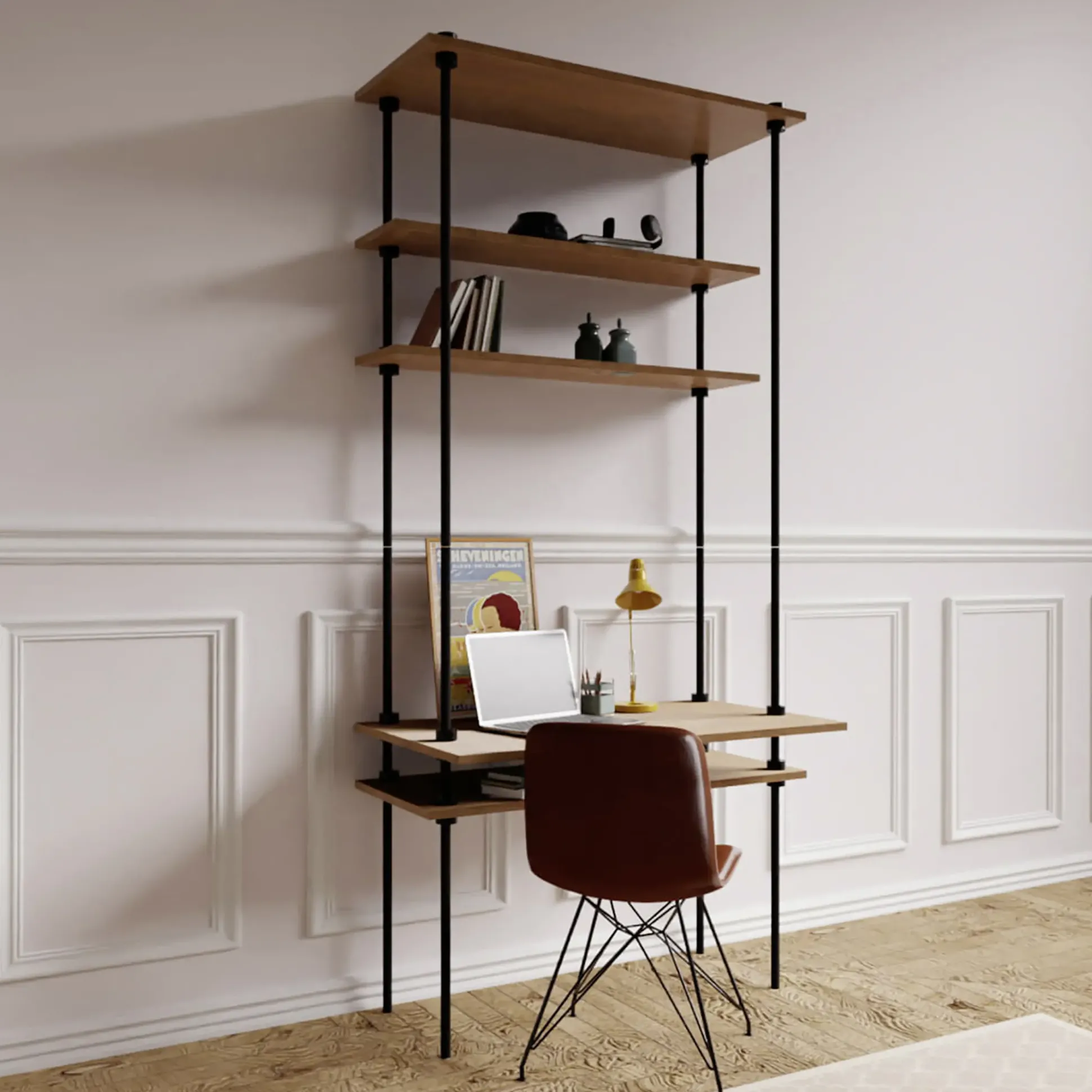 Ar Shelving Schreibtisch-Set mit Regalböden Ar Deco Nebraska 185 x 85 cm
