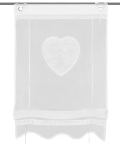 Bändchenrollo bestickt Corazon weiß 130 x 80 cm