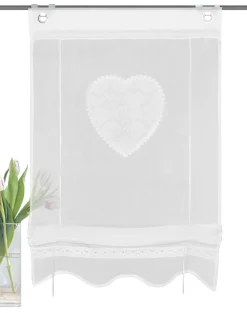 Bändchenrollo bestickt Corazon weiß 130 x 60 cm