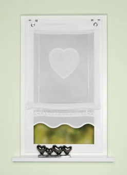 Bändchenrollo bestickt Corazon weiß 130 x 60 cm