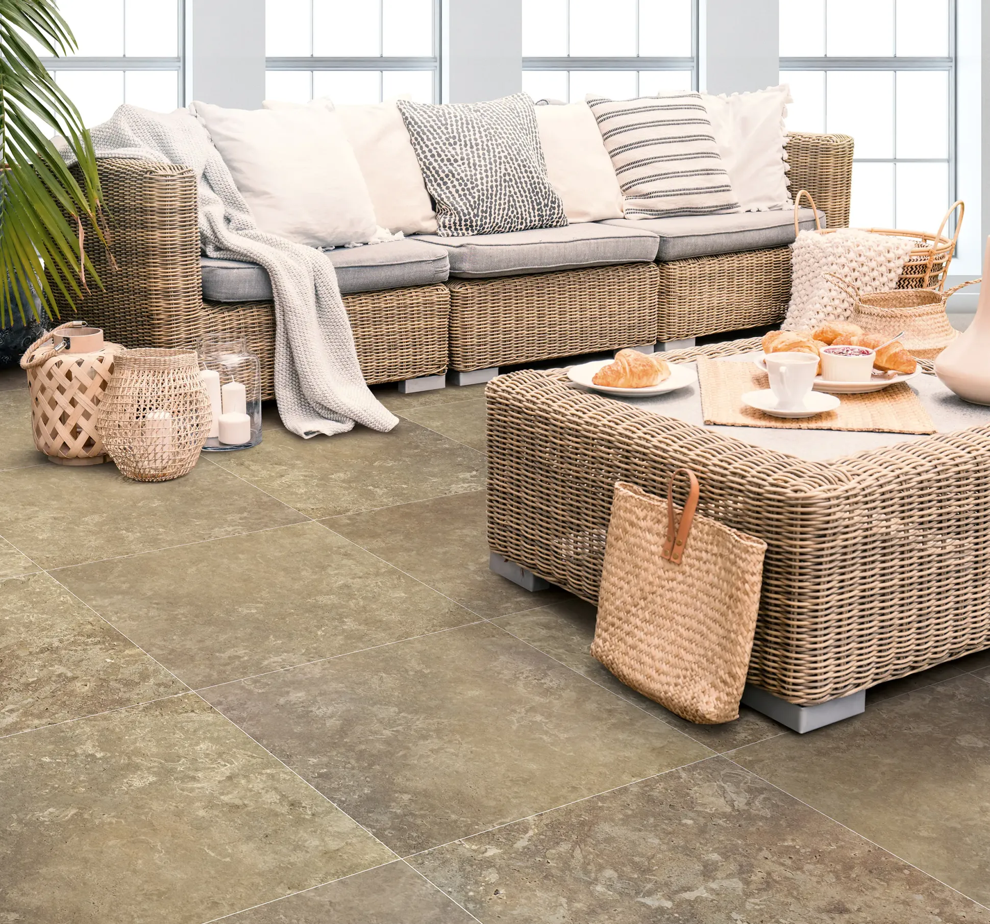 Bodenfliese Feinsteinzeug Travertino 60 x 60 cm cafe