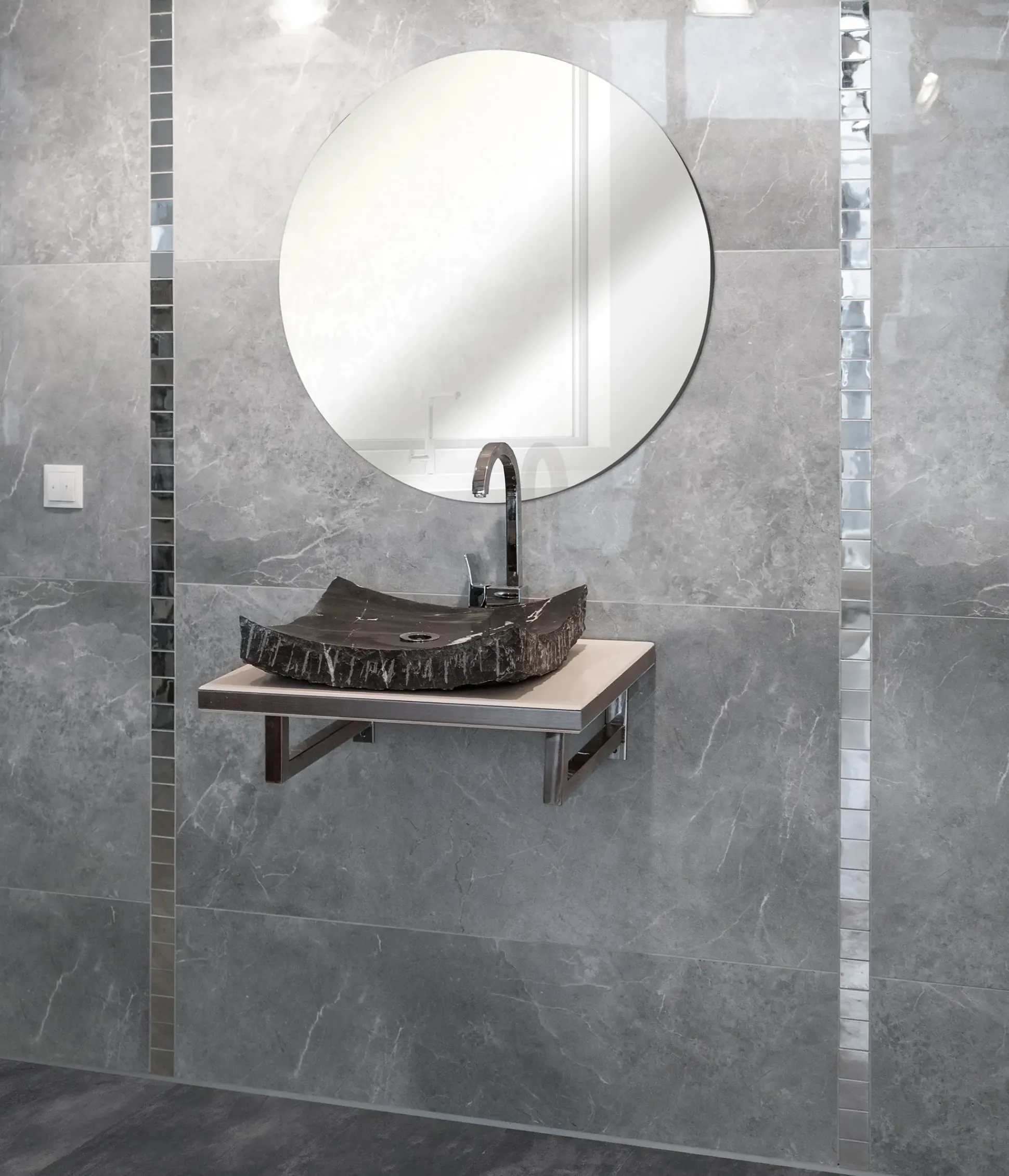Bodenfliese Feinsteinzeug Opium 60 x 120 cm silber poliert