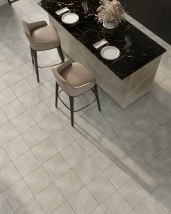 Bodenfliese Feinsteinzeug Beton 60 x 60 cm grau