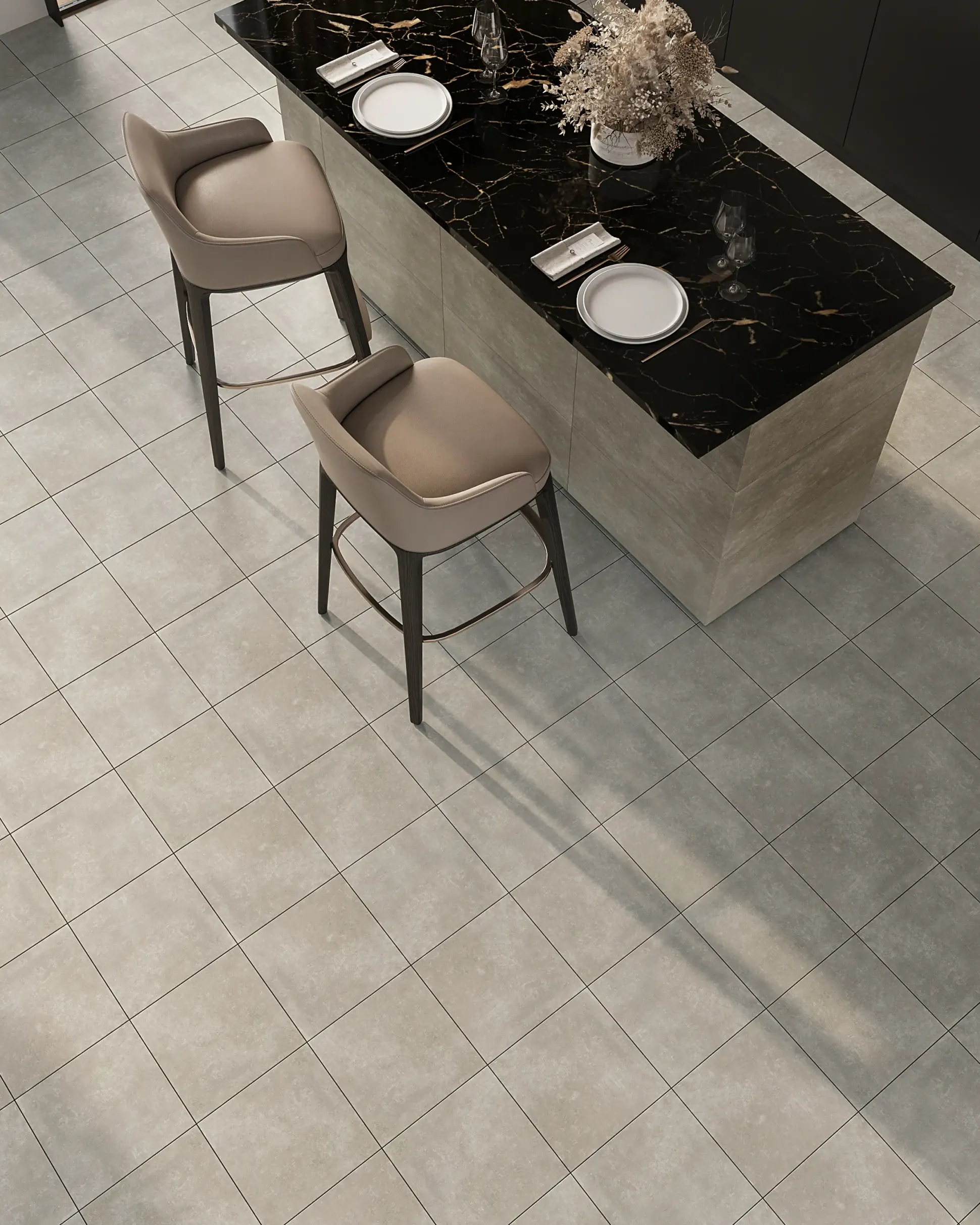 Bodenfliese Feinsteinzeug Beton 60 x 60 cm grau