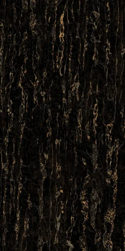 Bodenfliese Feinsteinzeug Travertin Gold 120 x 240 cm schwarz