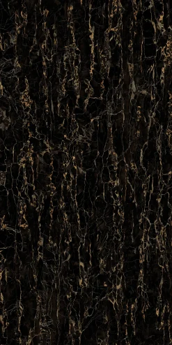 Bodenfliese Feinsteinzeug Travertin Gold 120 x 240 cm schwarz