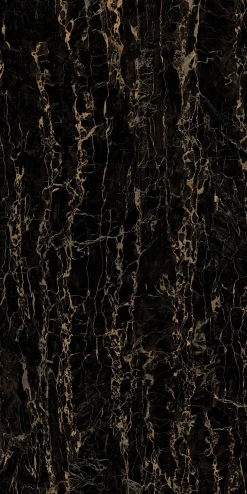Bodenfliese Feinsteinzeug Travertin Gold 120 x 240 cm schwarz