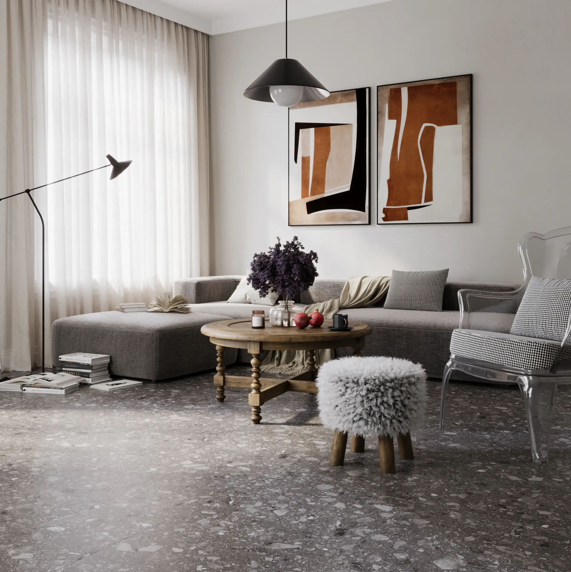 Bodenfliese Feinsteinzeug Terra 60 x 120 cm anthrazit