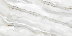 Bodenfliese Feinsteinzeug Alabaster Cleo Light 60 x 120 cm weiß/gold