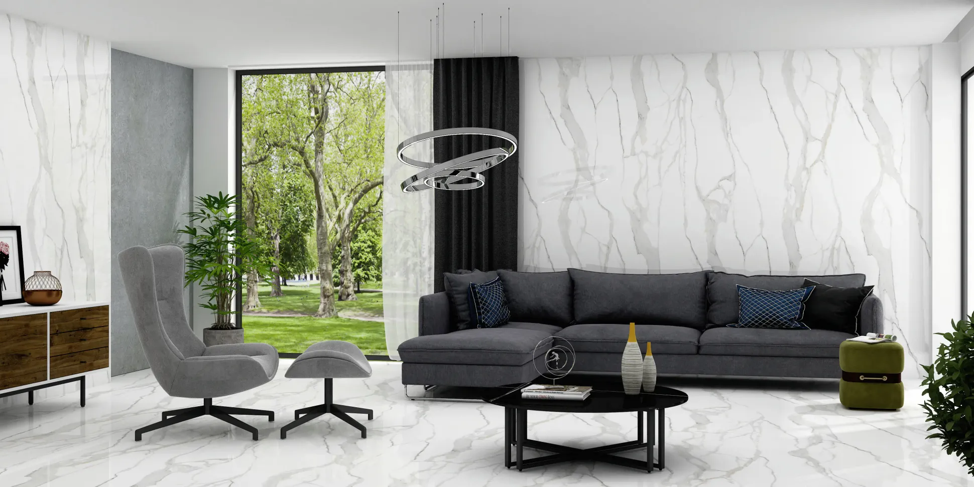Bodenfliese Feinsteinzeug Calacatta 60 x 120 cm grau/weiß/gold