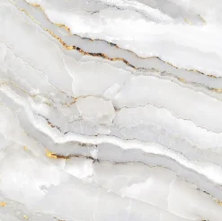 Bodenfliese Feinsteinzeug Alabaster Cleo Light 60 x 60 cm weiß/gold