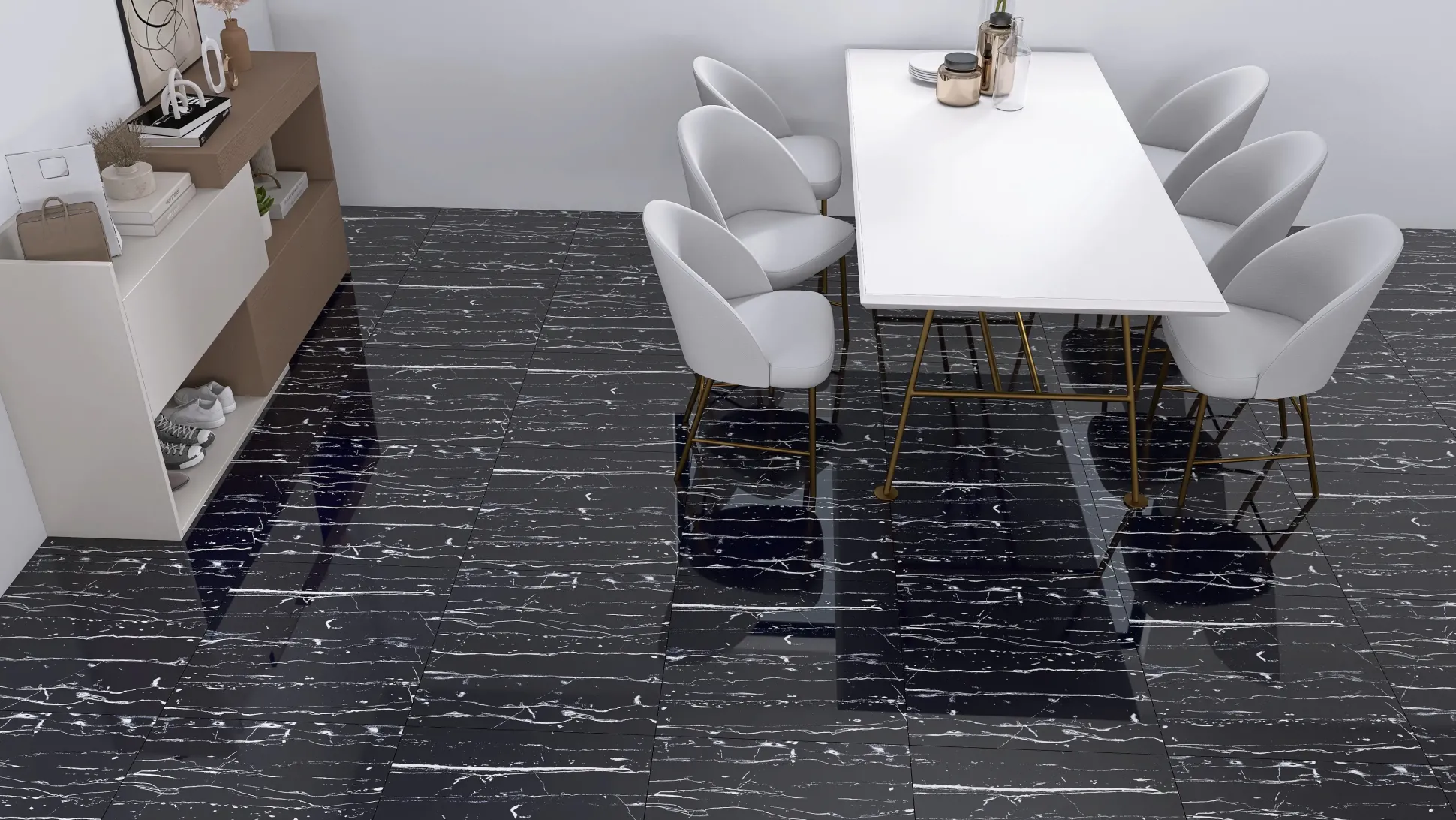 Bodenfliese Feinsteinzeug Prothro Black 60 x 60 cm schwarz